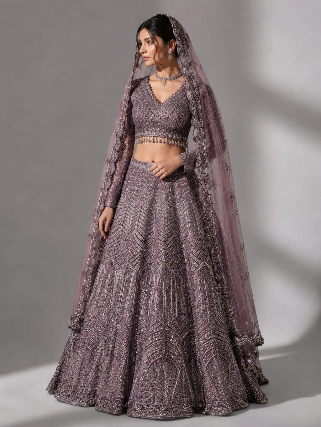 purple full sleeve lehenga blouse
