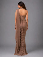 copper drape saree
