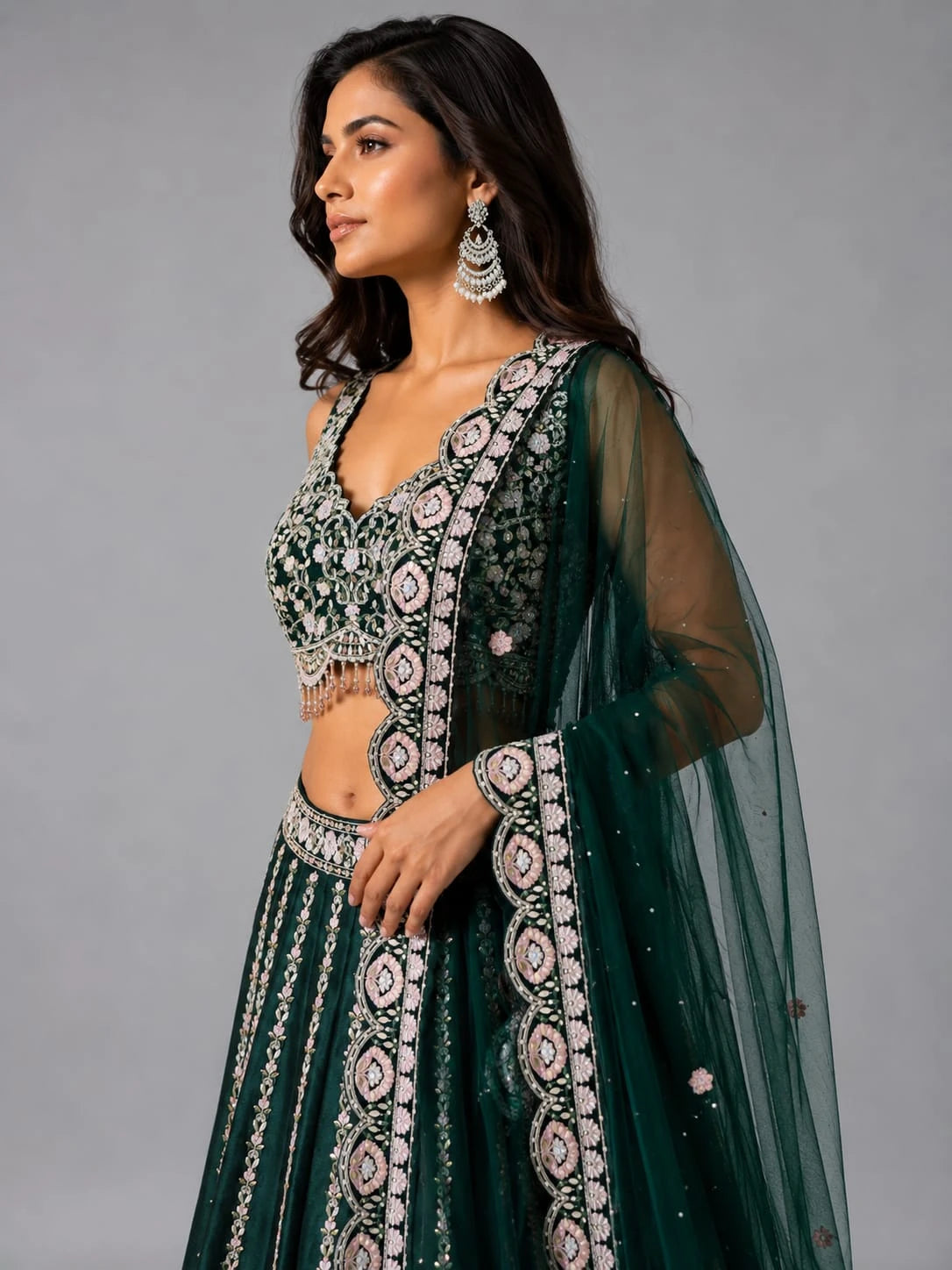 Green lehenga for women