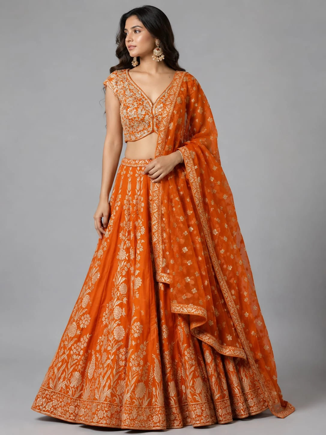 Orange bridal lehenga