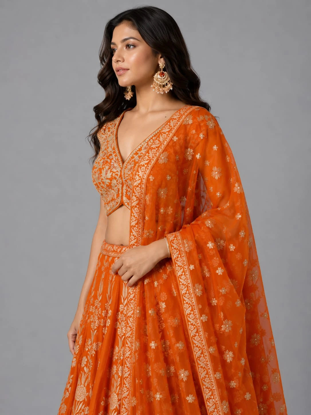Orange bridal lehenga