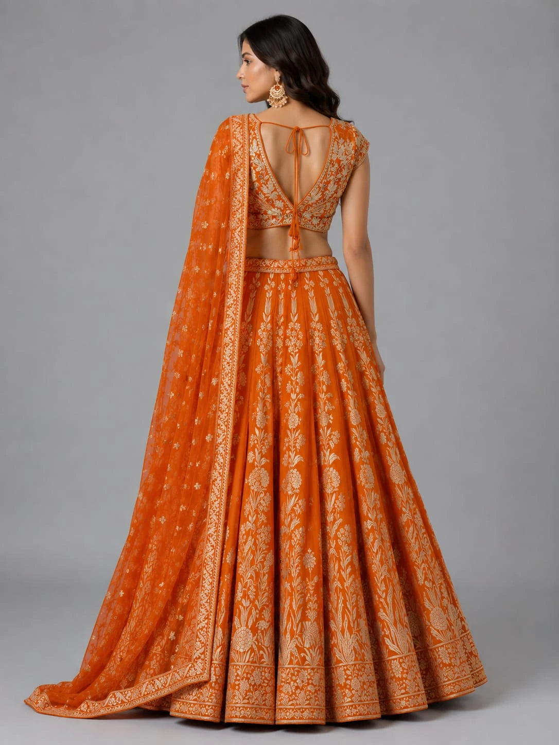 Orange bridal lehenga