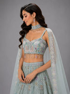 pista Floral embroidered lehenga