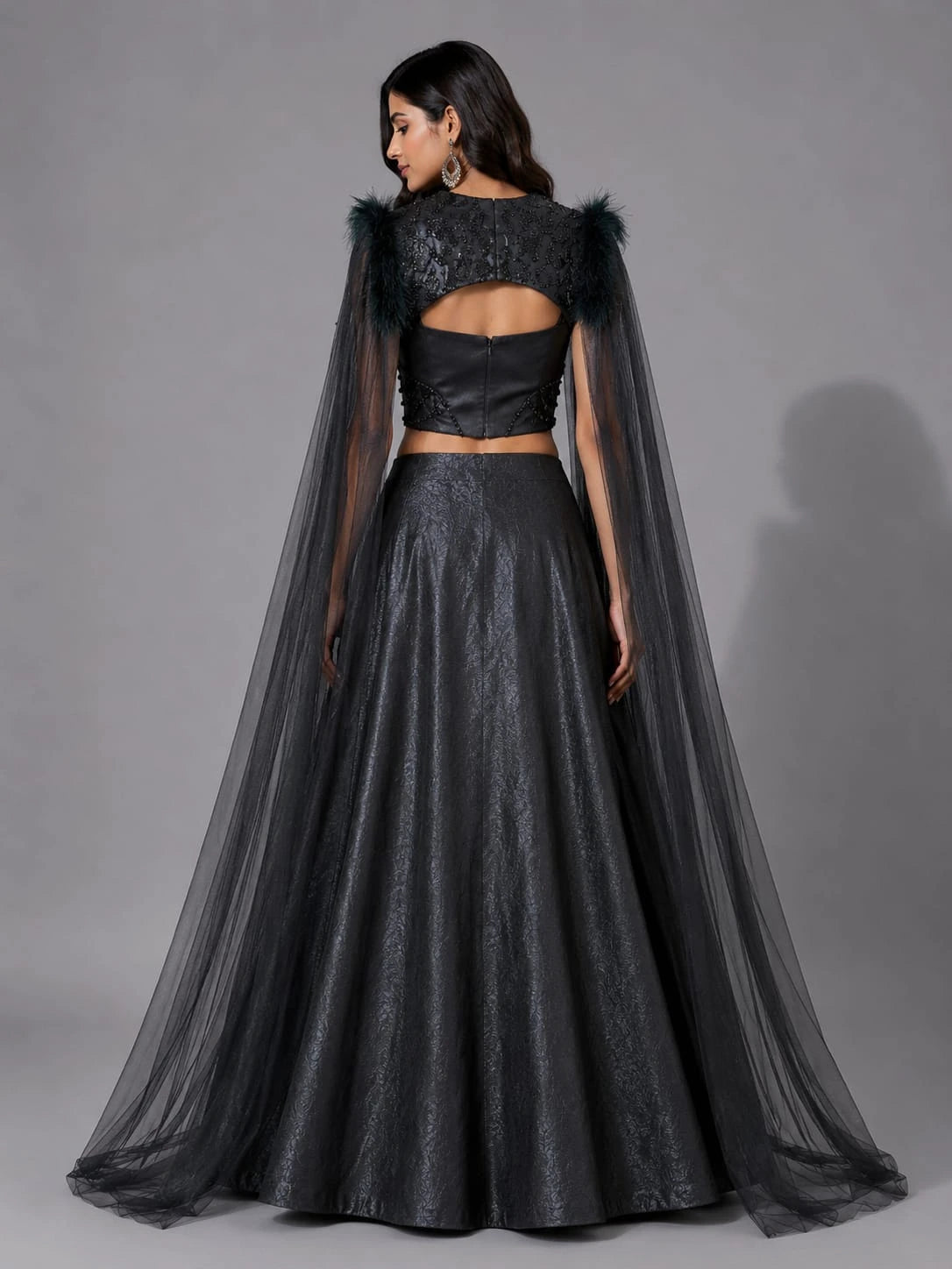 black party wear lehenga