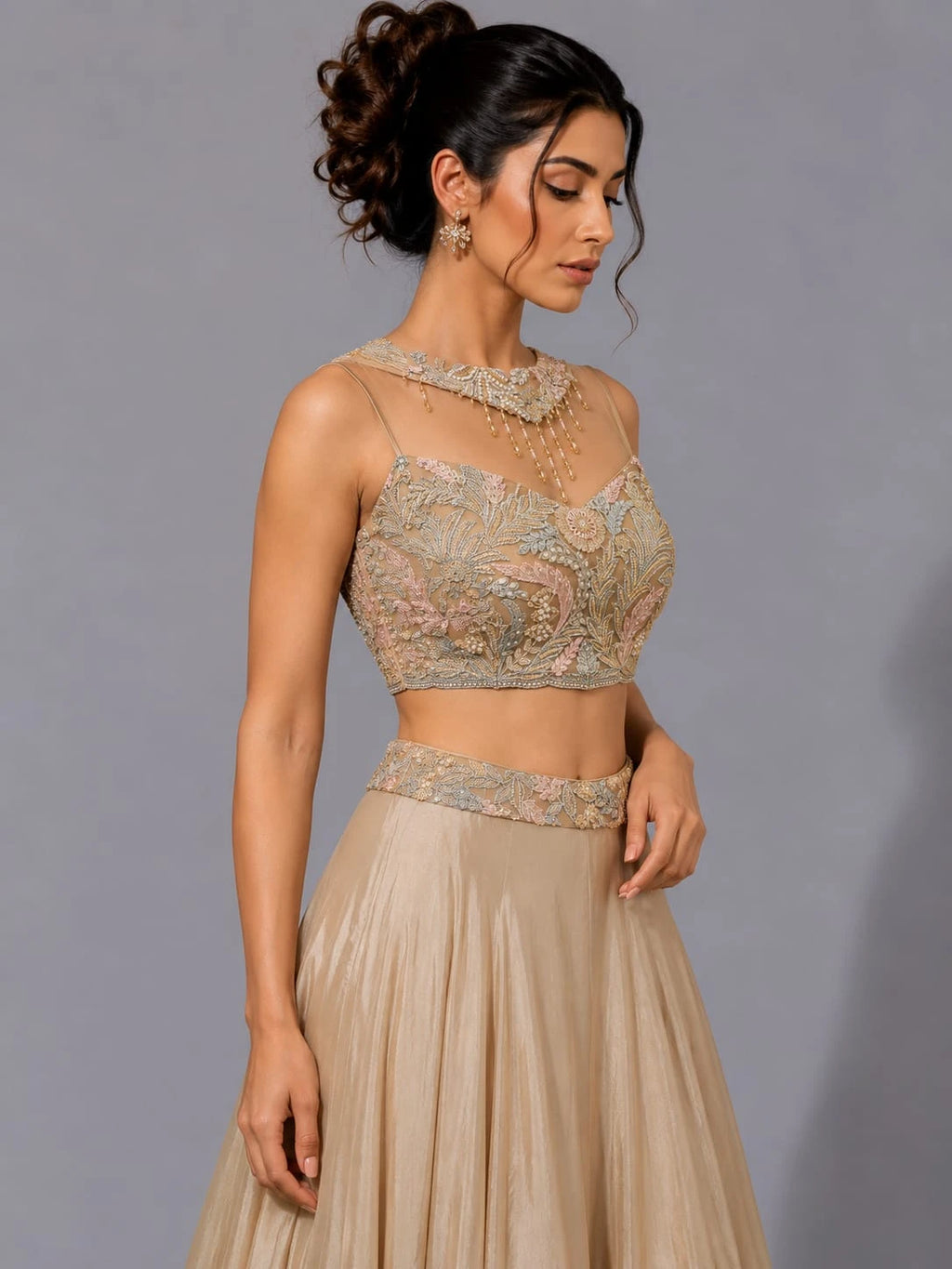 pista green lehenga