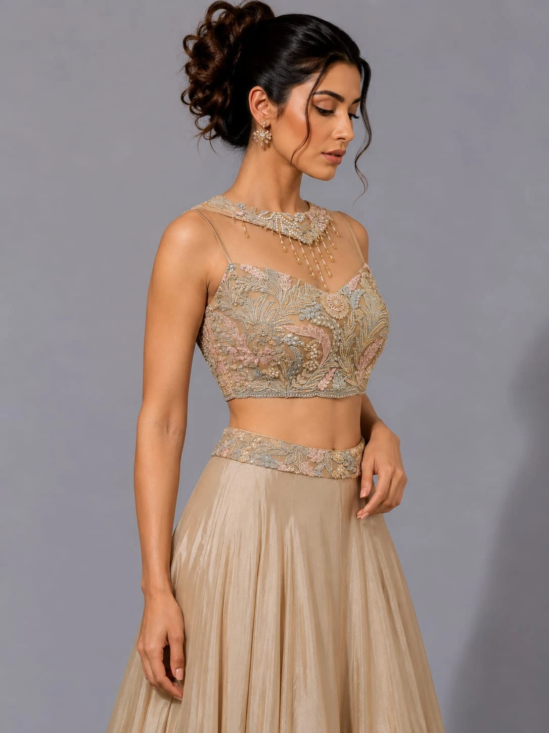 pista green lehenga