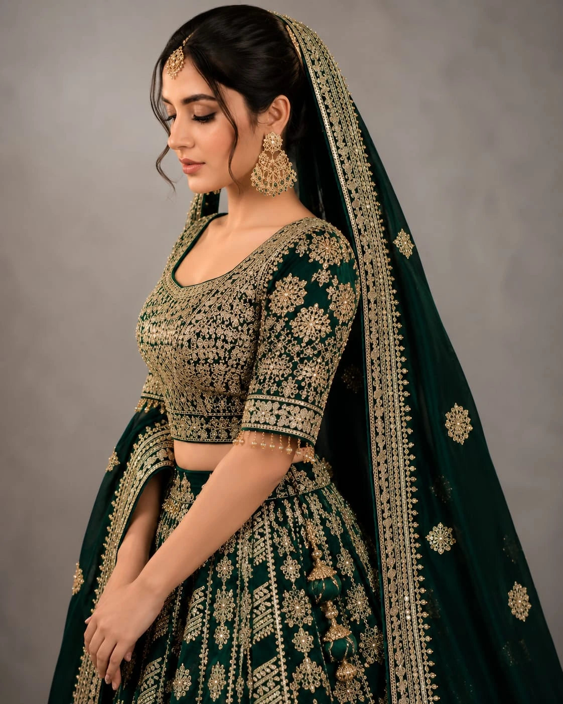 emerald green lehenga