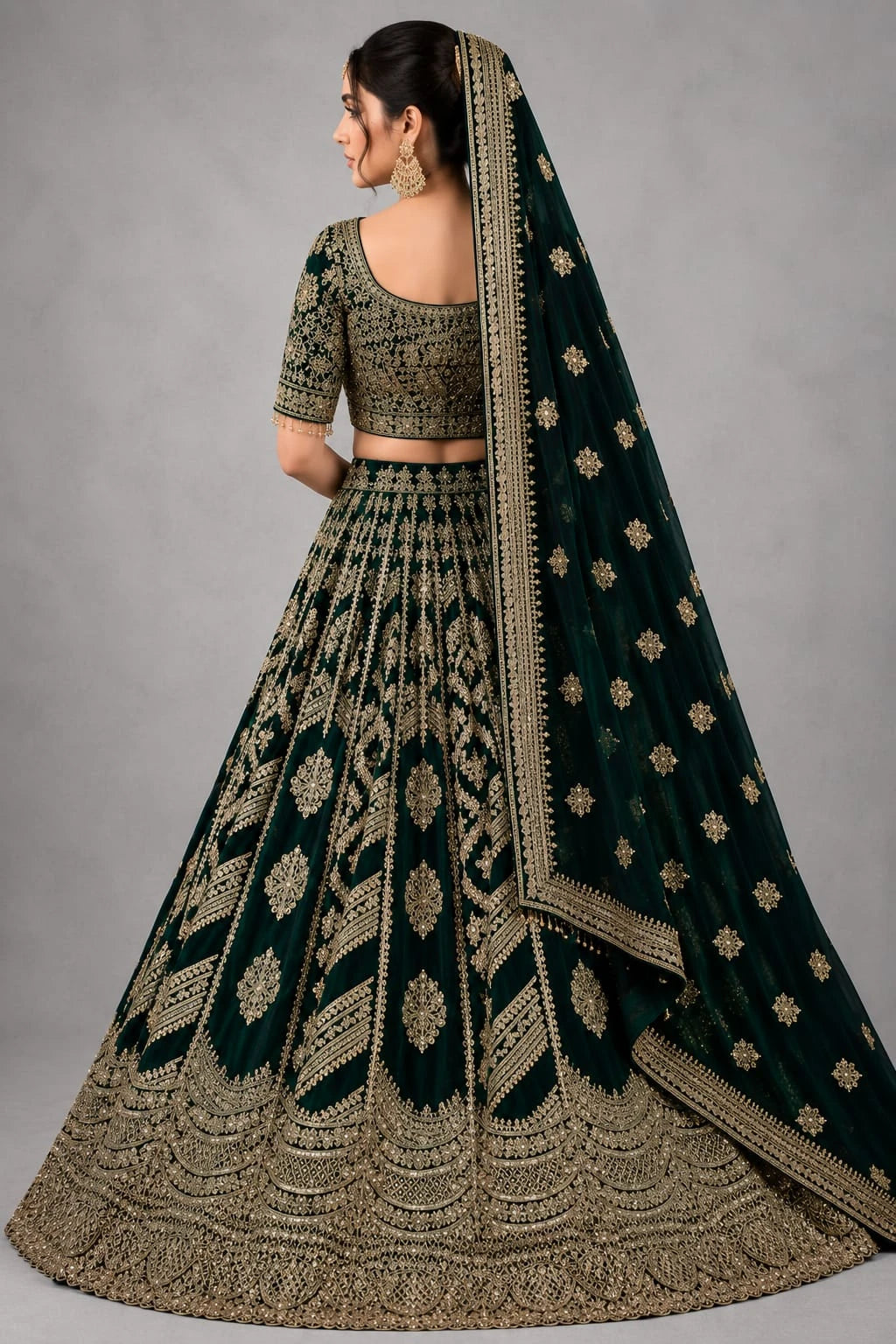 emerald green lehenga