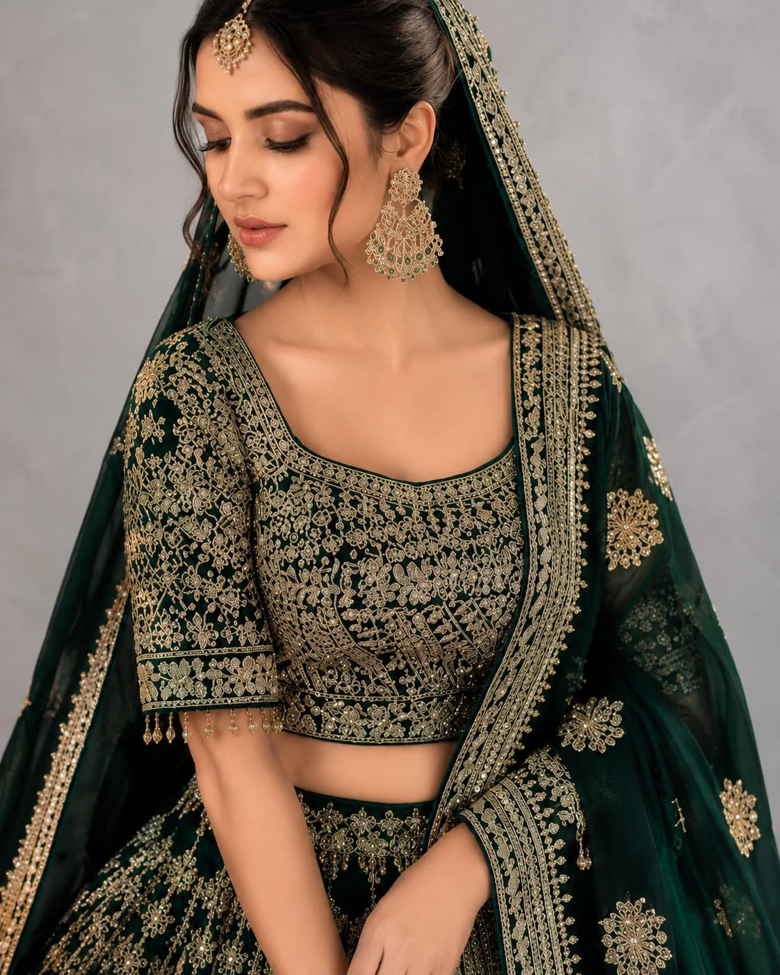 emerald green lehenga