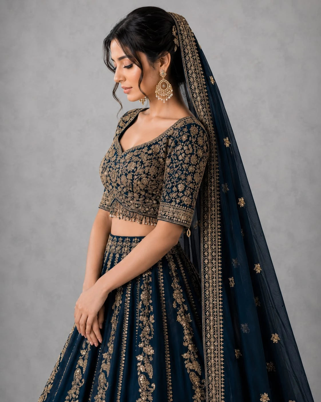 navy blue wedding outfit