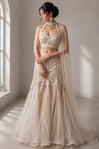 gold pearl embellished lehenga