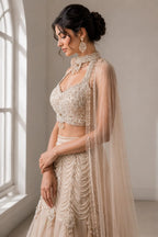 gold pearl embellished lehenga