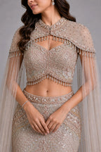 champagne gold lehenga
