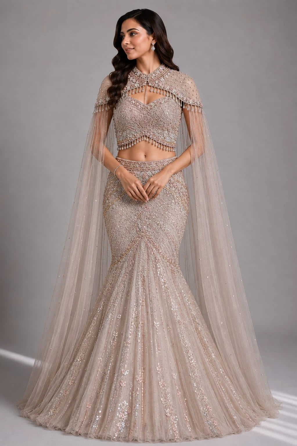 champagne gold lehenga