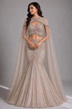 champagne gold lehenga