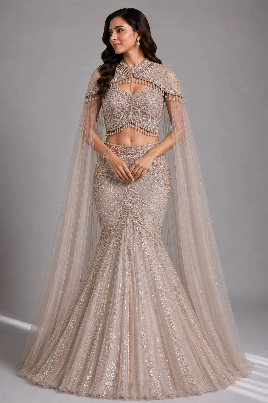 champagne gold lehenga