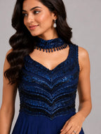 peacock blue anarkali