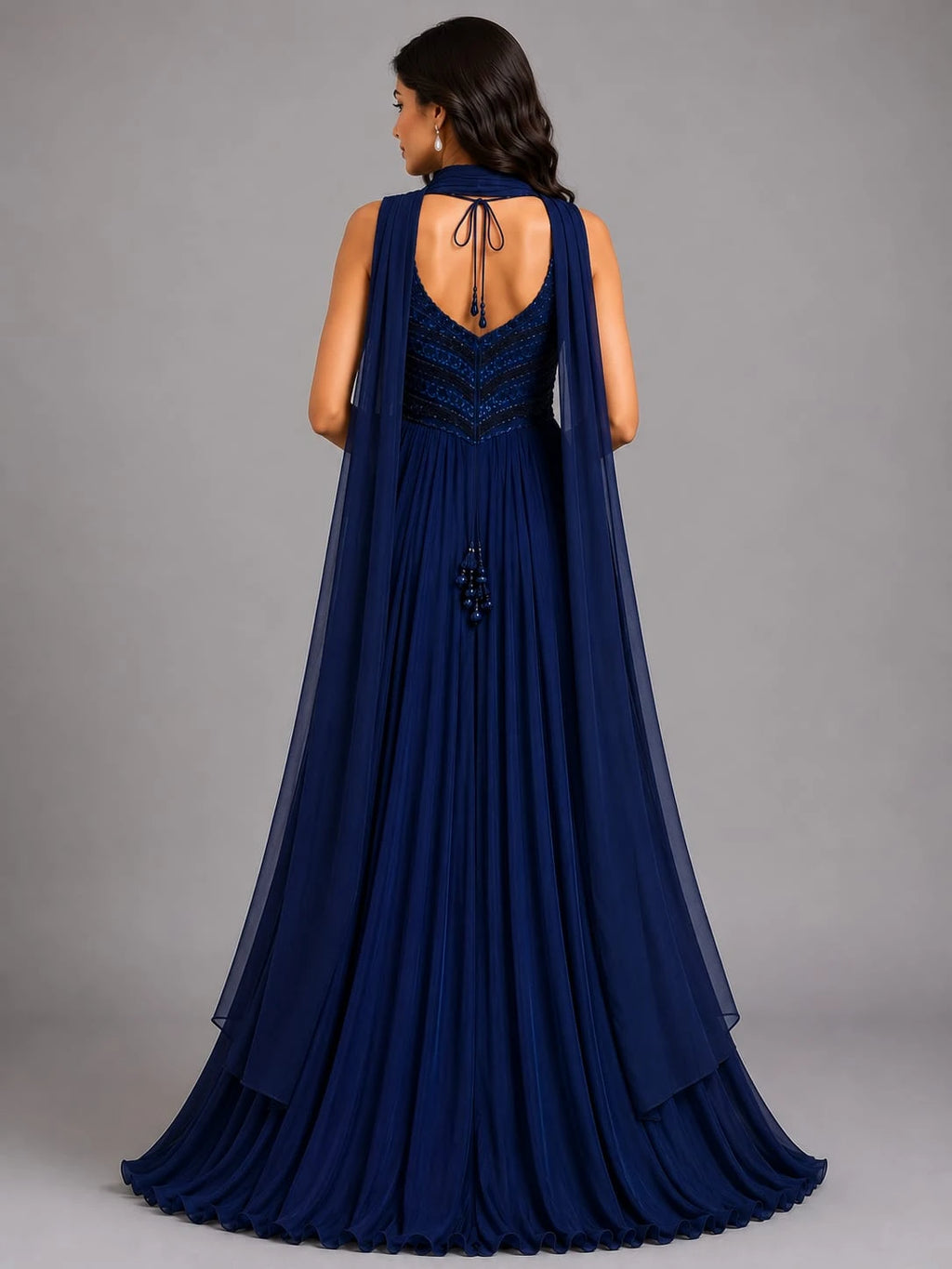 peacock blue anarkali