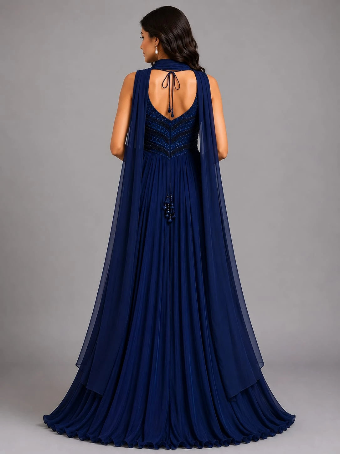 peacock blue anarkali