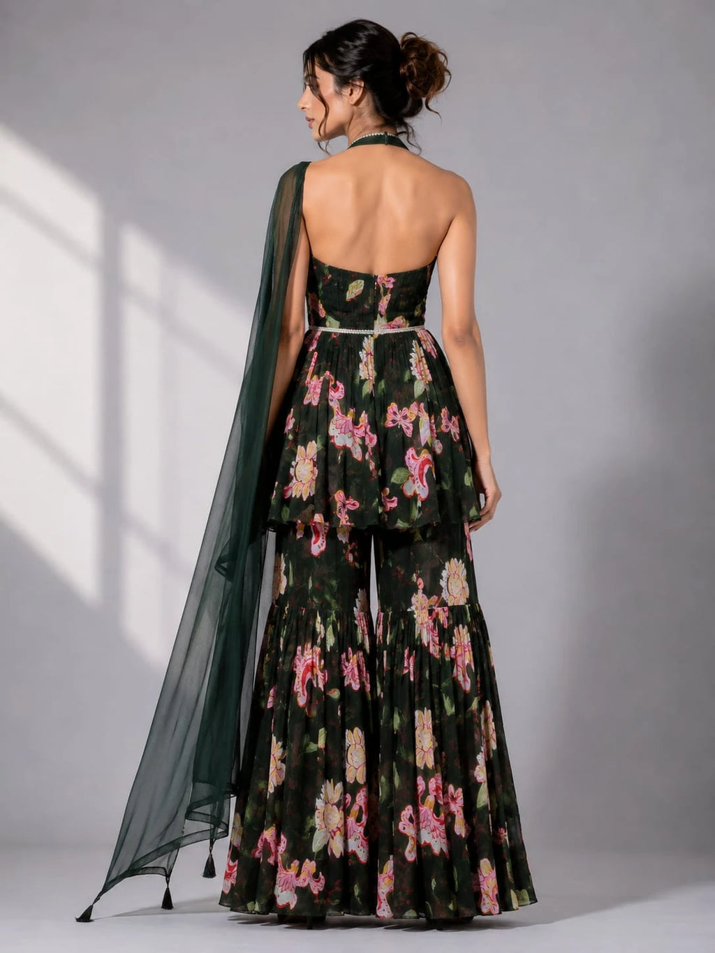 green sharara with dupatta