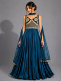 blue anarkali with dupatta