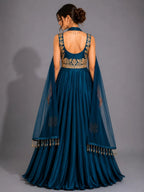 blue anarkali with dupatta