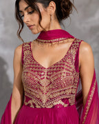 wine anarkali suit