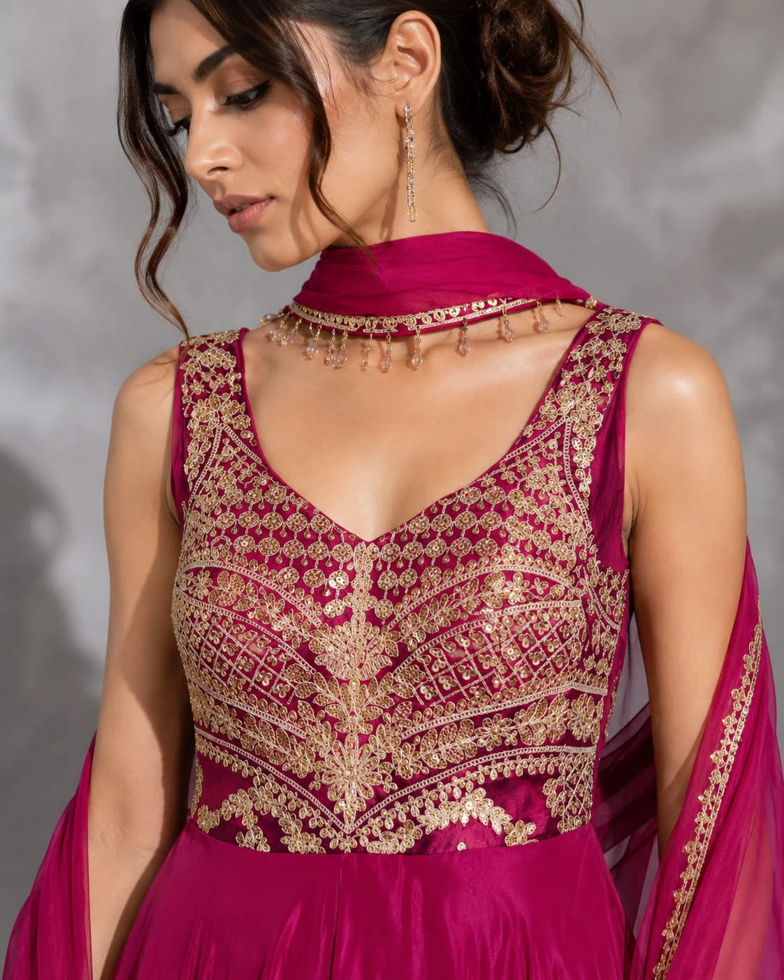 wine anarkali suit