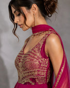 wine anarkali suit