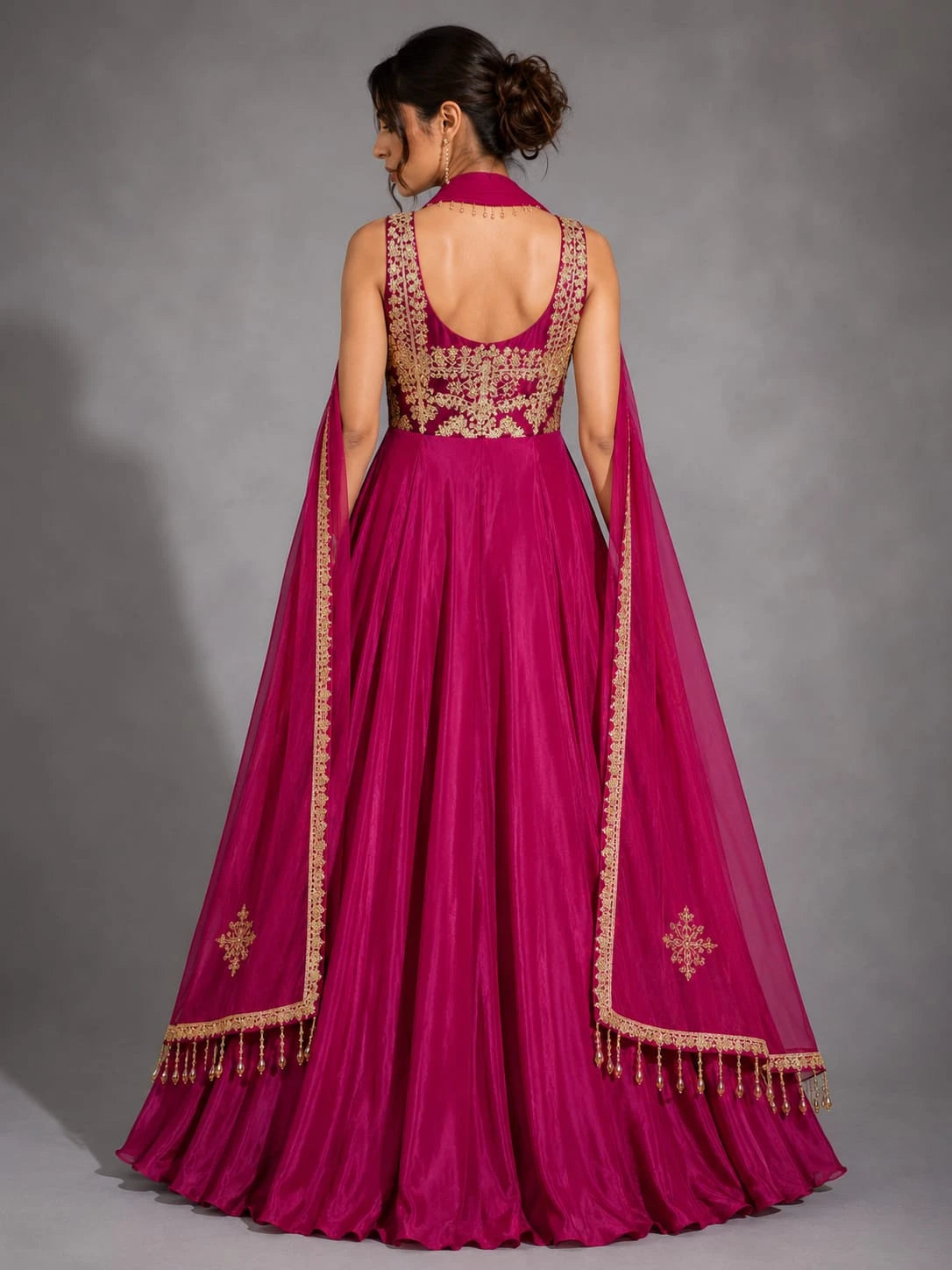 wine anarkali suit