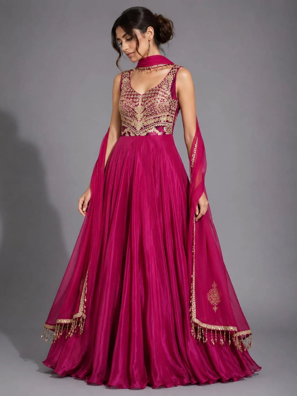 wine anarkali suit