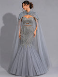 grey mermaid lehenga dress