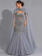 grey mermaid lehenga dress