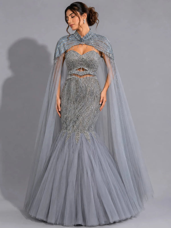grey mermaid lehenga dress