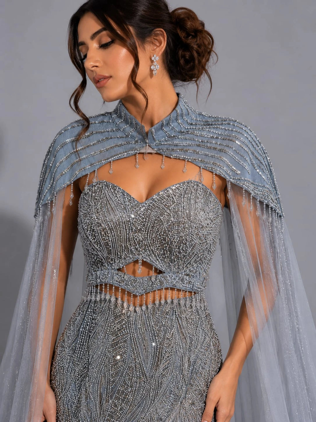 grey mermaid lehenga dress