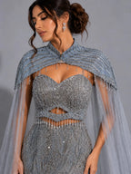 grey mermaid lehenga dress