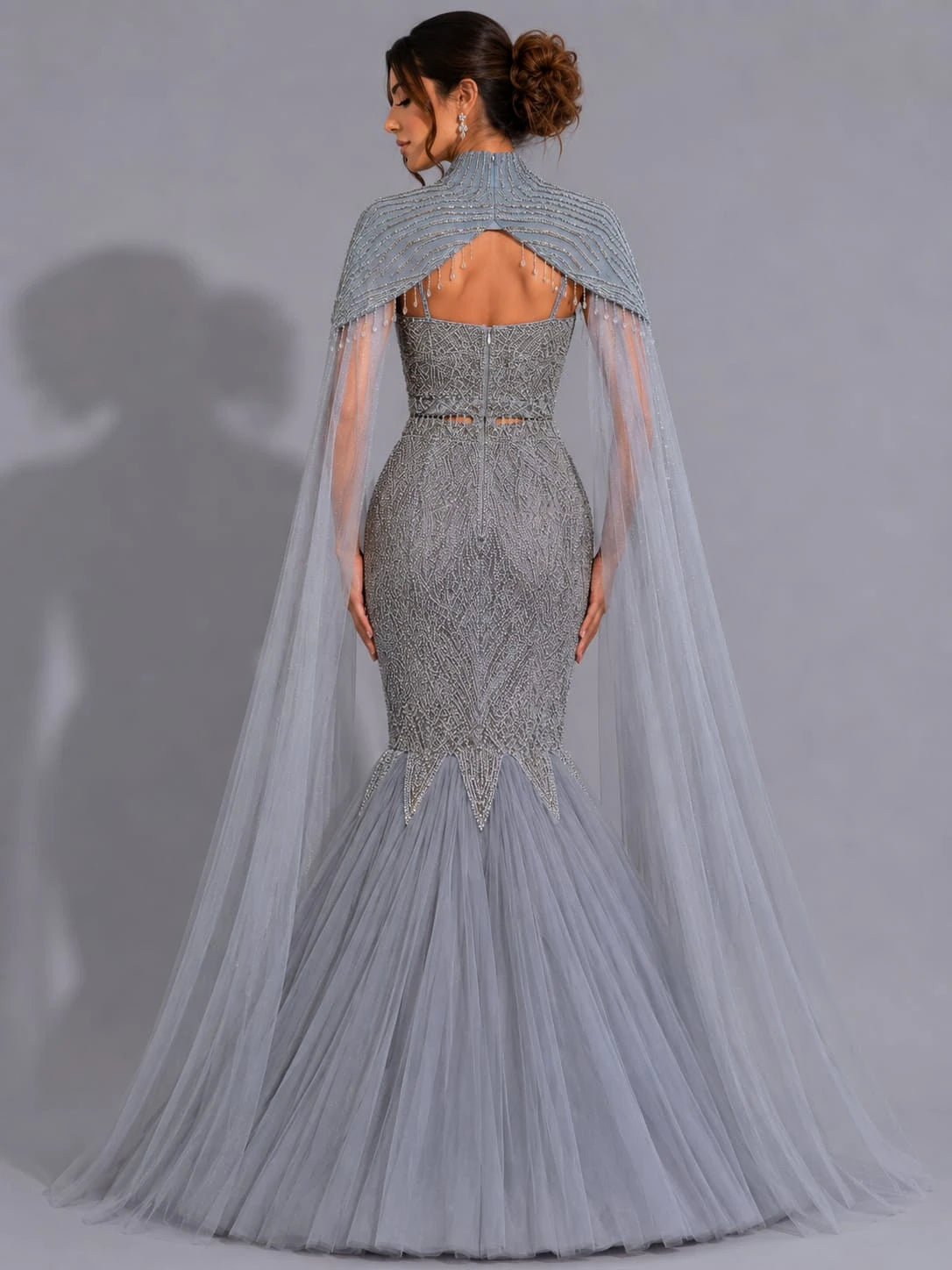 grey mermaid lehenga dress