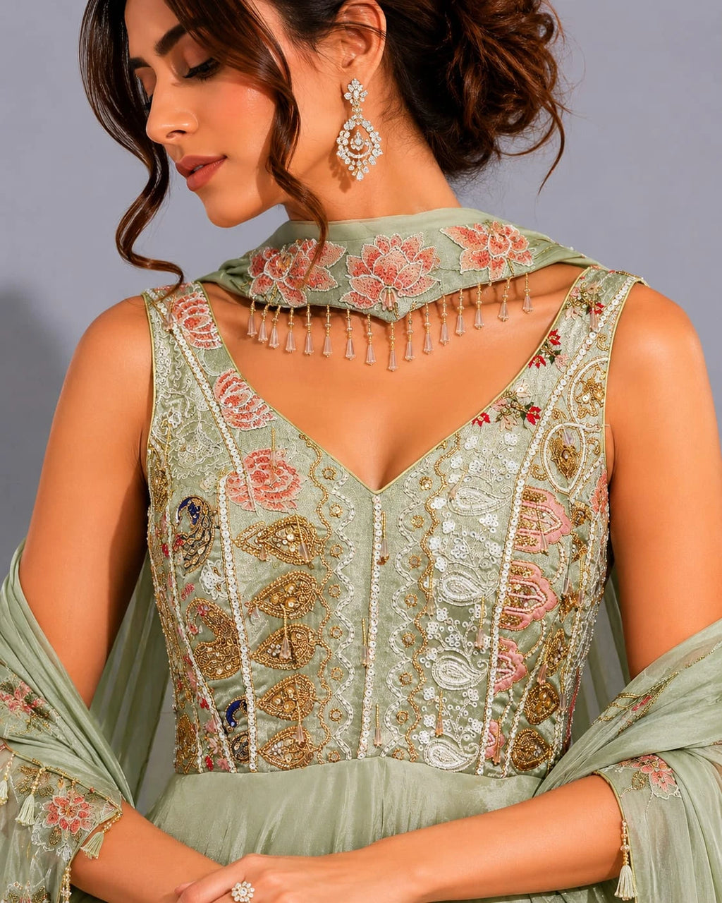 pista green ethnic wear