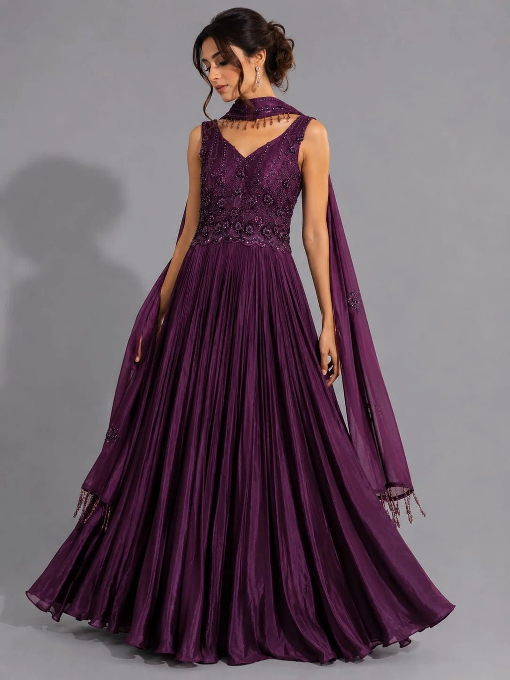 maroon anarkali dress