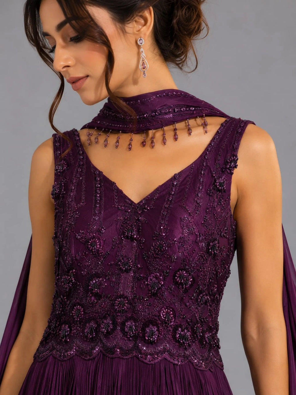 maroon anarkali dress