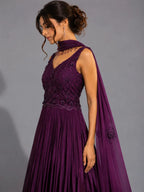 maroon anarkali dress