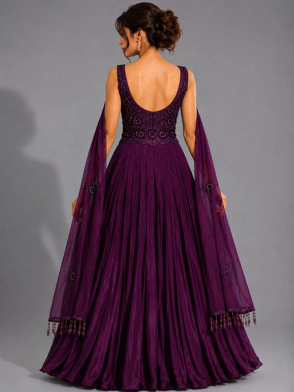 maroon anarkali dress