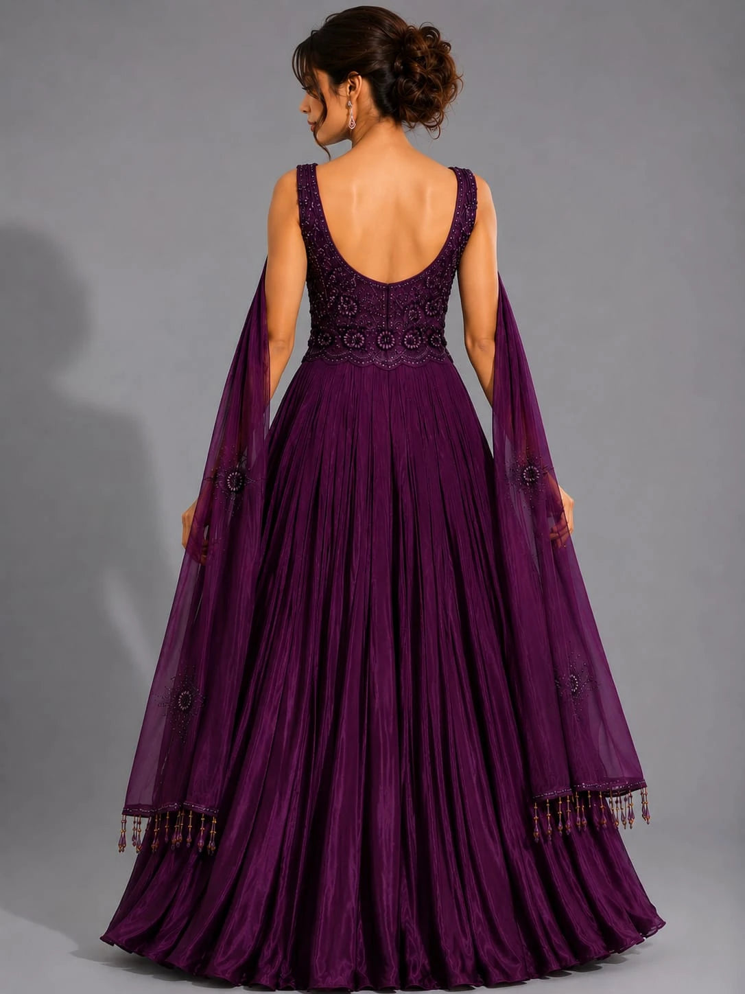maroon anarkali dress
