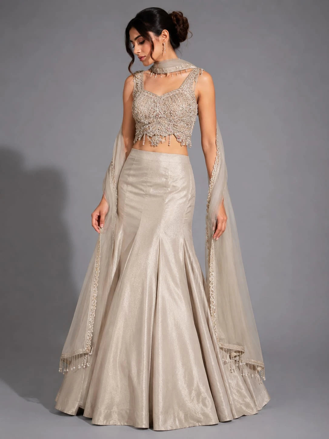 gold flared lehenga skirt
