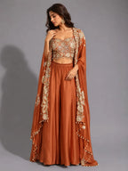 rust sharara with shrug