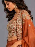 rust sharara with shrug
