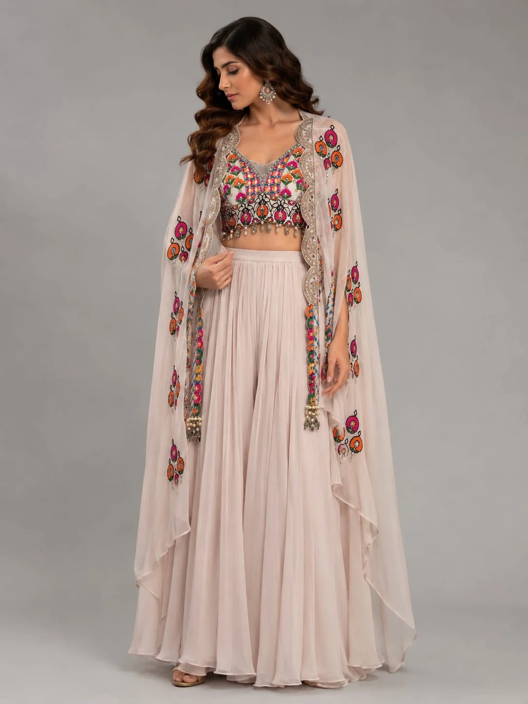 cream dhoti skirt set