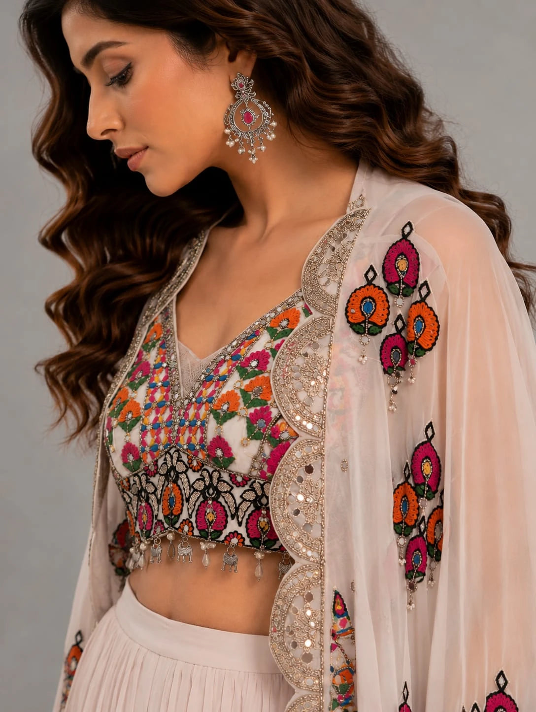 cream dhoti skirt set