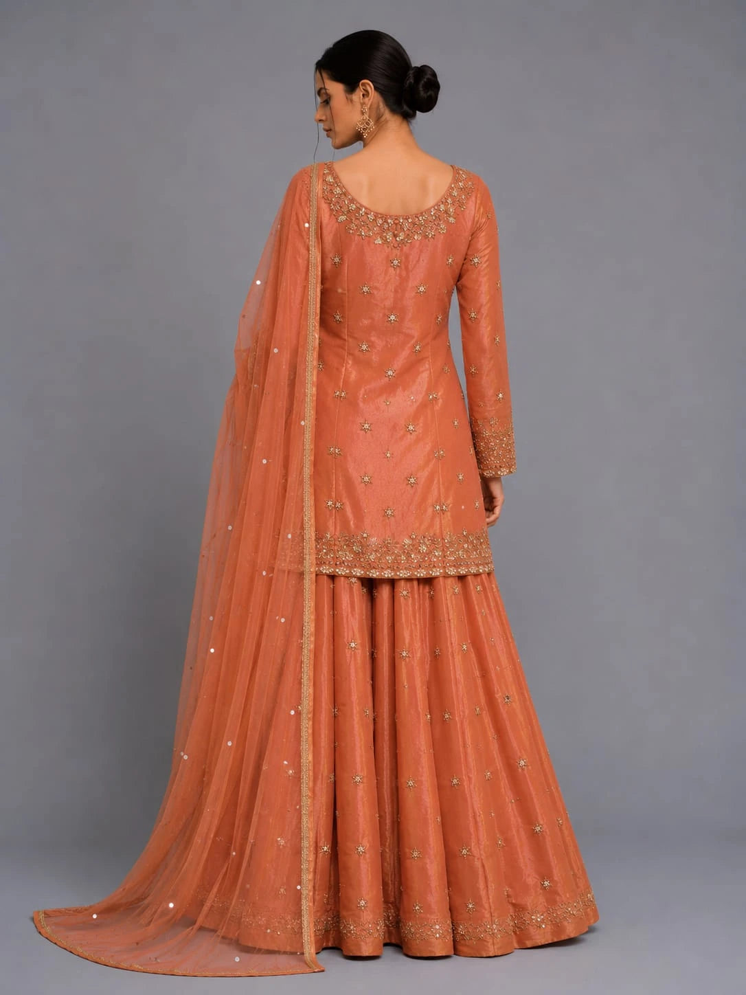 rust jacket style lehenga