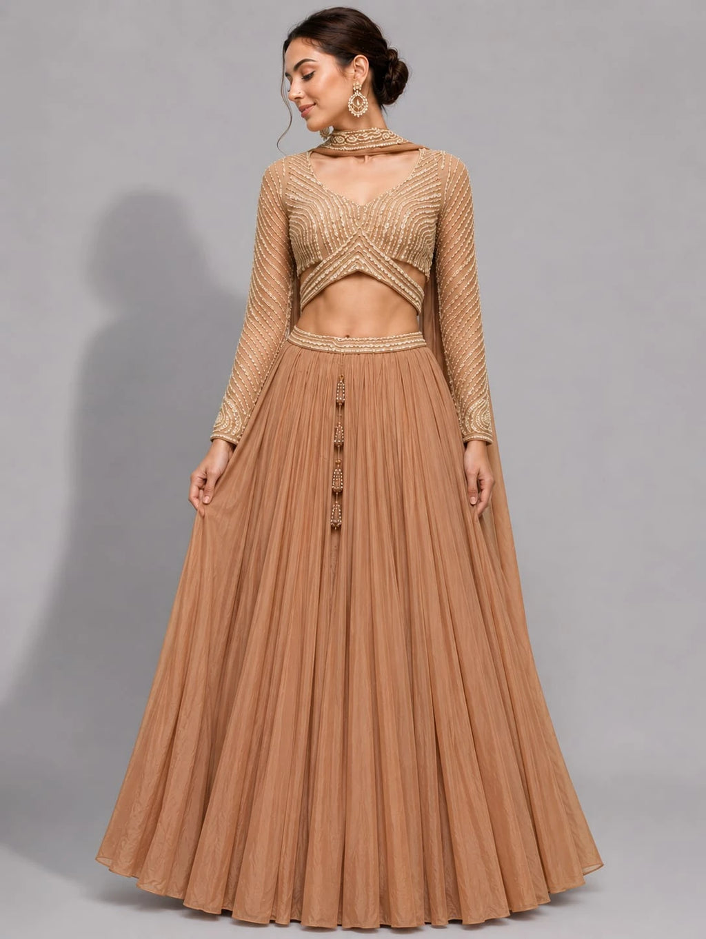 peach wedding outfit